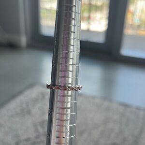 Pandora Better Together Twist Ring 925 stamped sterling silver w/ pink enamel